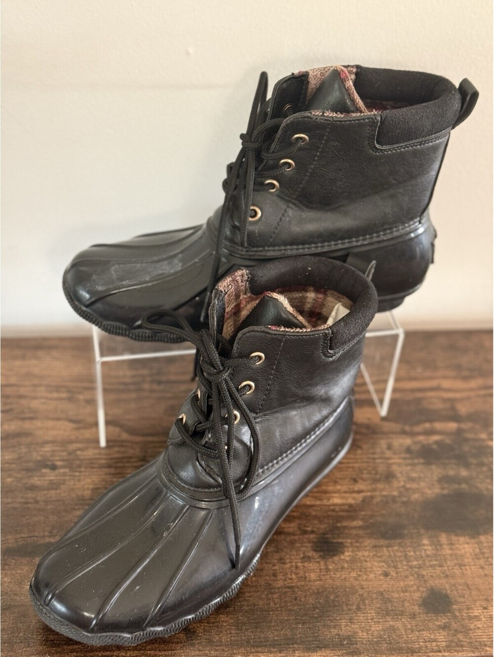 Jessica Carlyle Rain Snow Boots Womens Size US 8 Black/Black Brown Lined Inside